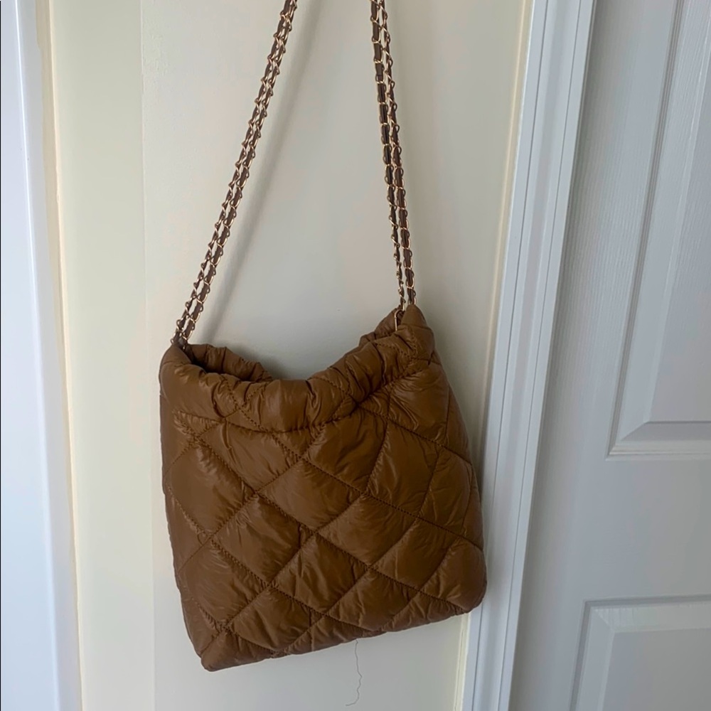 Brown Quilted Shoulder Bag